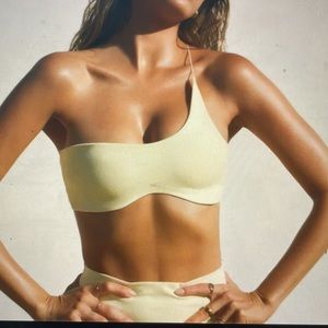 Sueded yellow Joah brown one strap crop top size S/M